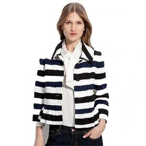 Kate Spade Ari All Aboard Peplum Jacket Women’s Size 4 Nautical Stripe Cotton